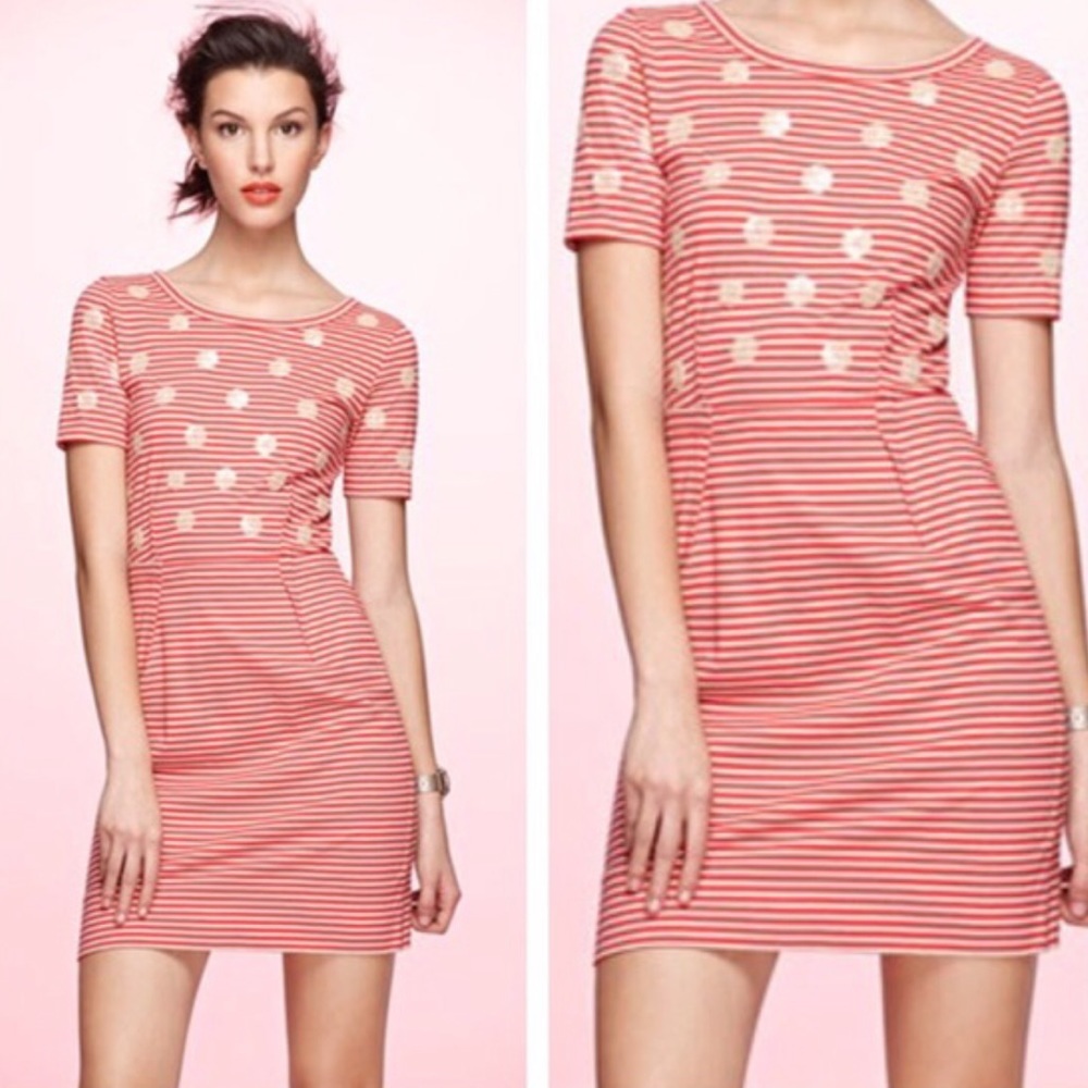 MARC BY MARC JACOBS Wila Red and Cream Sequin Polka Dot Dress Size Small